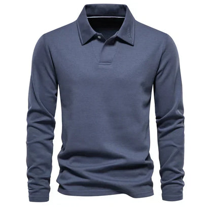 Polo à col structuré manches longues pour homme