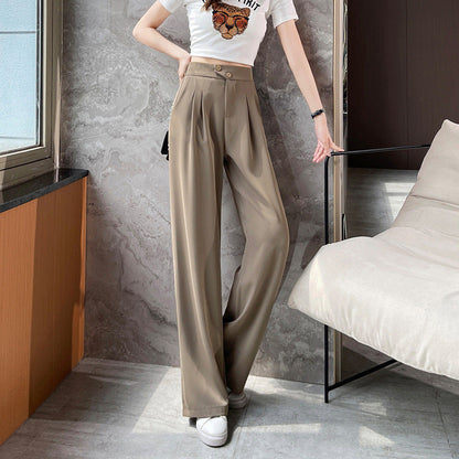 Elowyna - Pantaloni Donna a Vita Alta a Gamba Larga