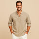 Textured Henley Shirt for Men Azzoria