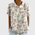 Women Linen Floral Print Short Sleeve Collared Blouse - Image 3