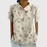 Women Linen Floral Print Short Sleeve Collared Blouse - Image 4