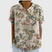 Women Linen Floral Print Short Sleeve Collared Blouse - Image 5