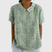 Women Linen Floral Print Short Sleeve Collared Blouse - Image 9