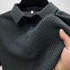 Men's Ribbed Knit Polo Shirt Short Sleeve Textured - Image 5