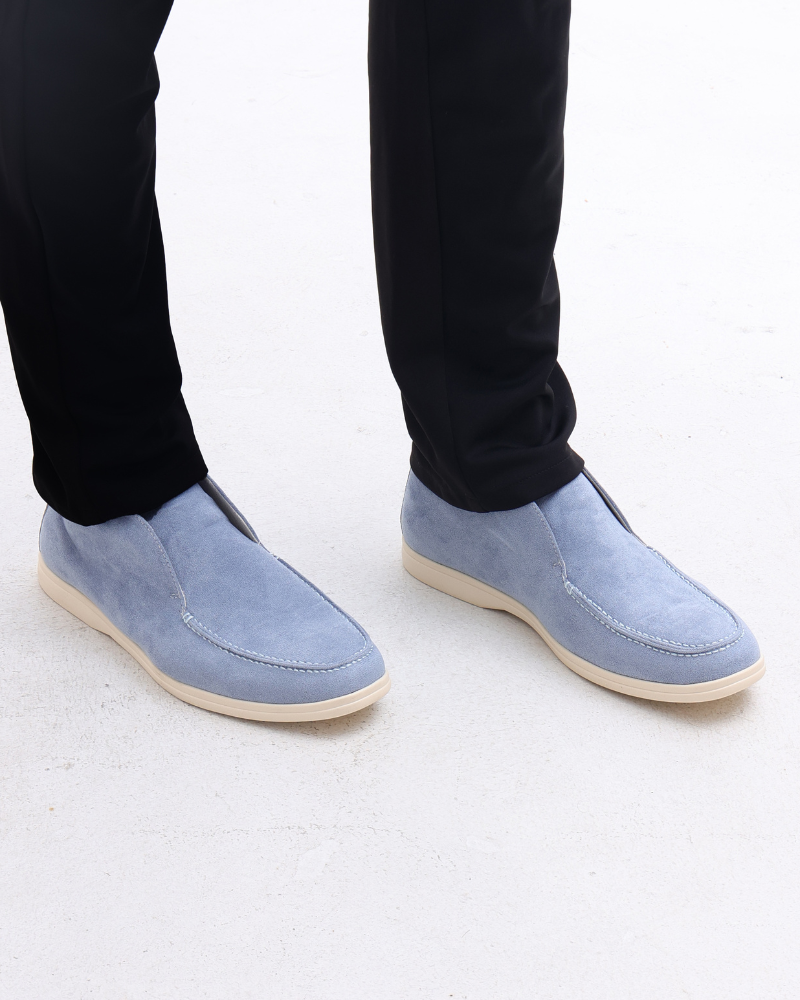 Caelim - Mocasín slip-on de ante para hombre, corte medio