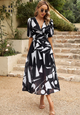 Roxelle - Floral Midi Dress Puff Sleeves