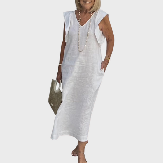Emmara - Rochie maxi casual fără mâneci cu buzunare