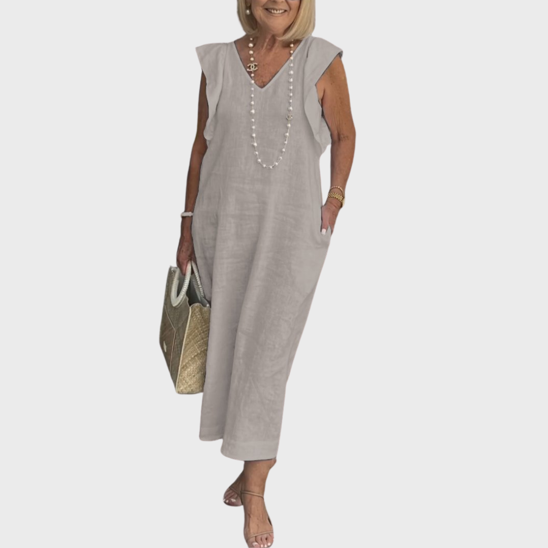 Emmara - Robe maxi décontractée sans manches avec poches