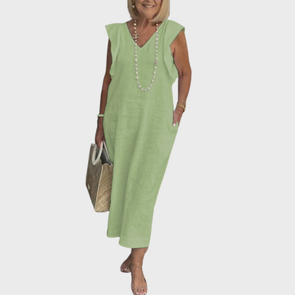 Emmara - Robe maxi décontractée sans manches avec poches