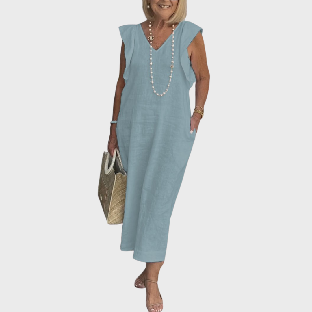 Emmara - Robe maxi décontractée sans manches avec poches