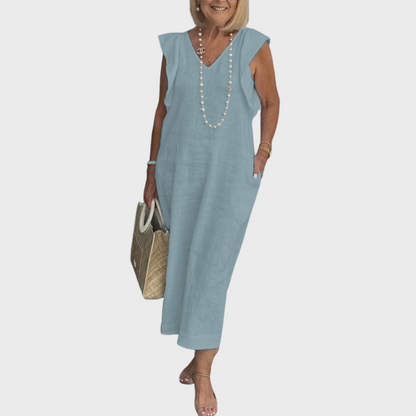 Emmara - Robe maxi décontractée sans manches avec poches