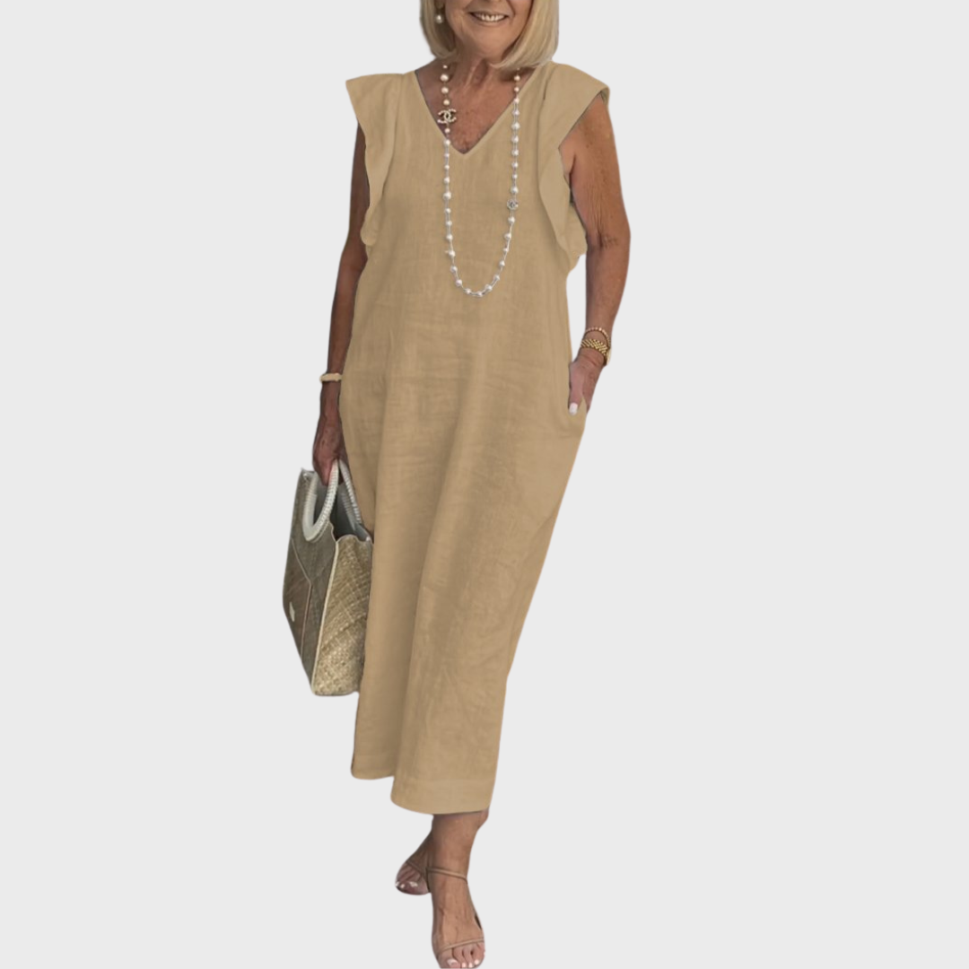 Emmara - Robe maxi décontractée sans manches avec poches