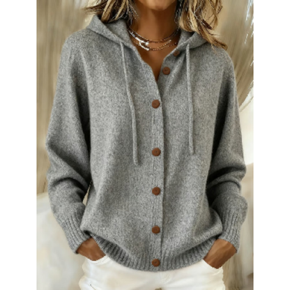 Aurielle – Cardigan tricoté à capuche long et ample pour femme