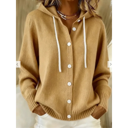 Aurielle – Cardigan tricoté à capuche long et ample pour femme
