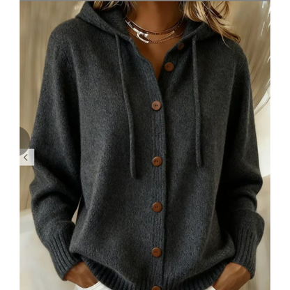 Aurielle – Cardigan tricoté à capuche long et ample pour femme