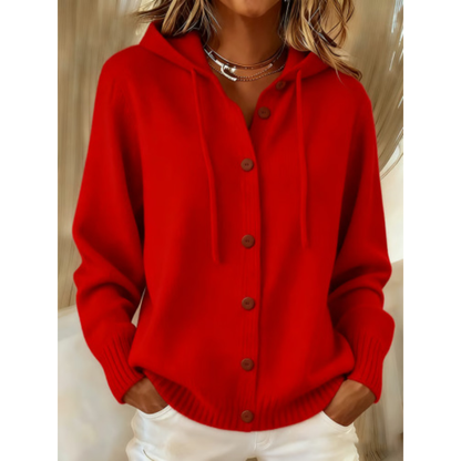 Aurielle – Cardigan tricoté à capuche long et ample pour femme