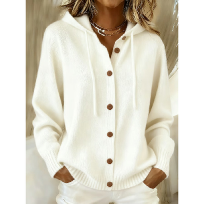 Aurielle – Cardigan tricoté à capuche long et ample pour femme