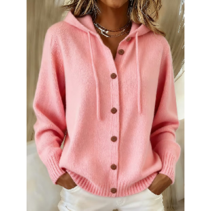 Aurielle – Cardigan tricoté à capuche long et ample pour femme