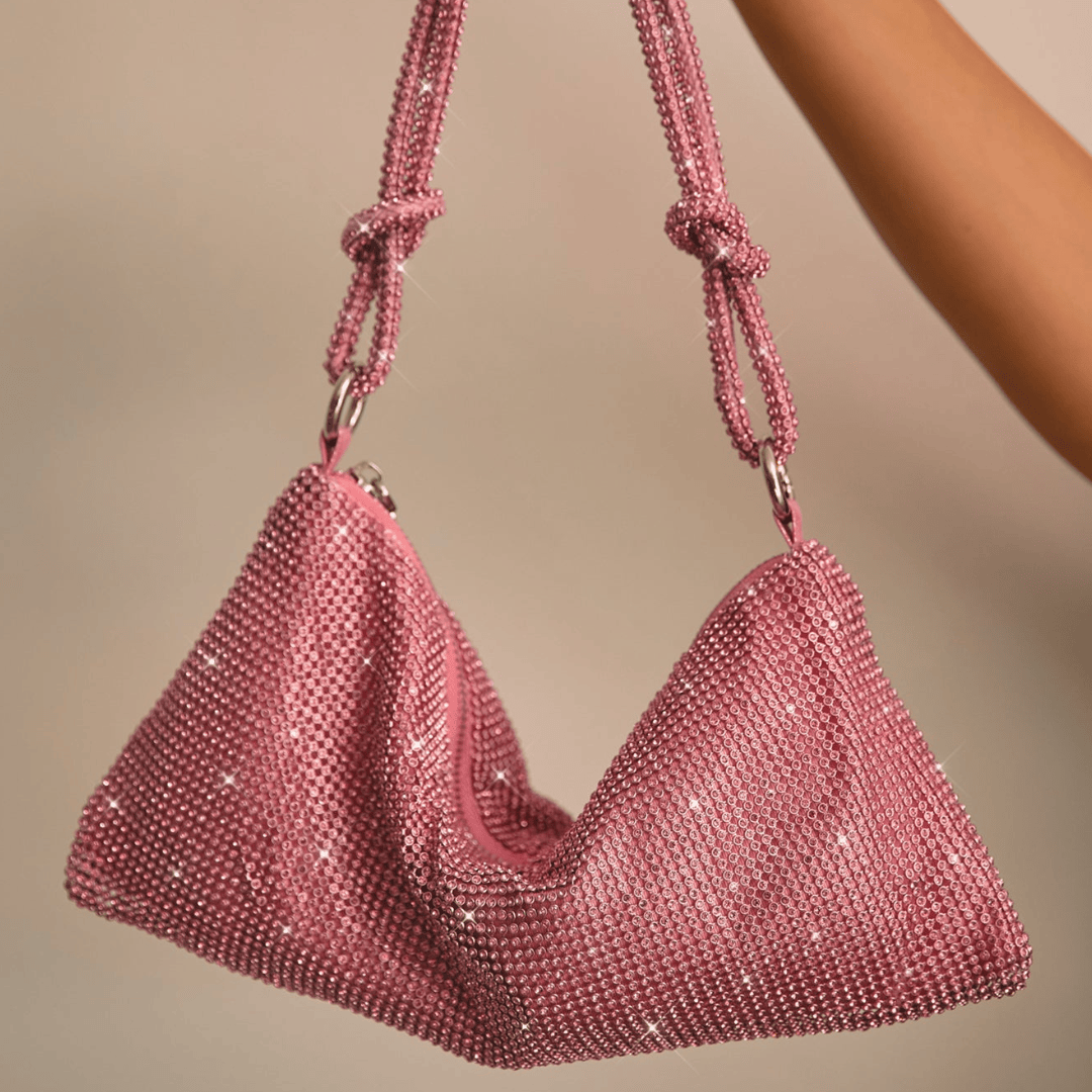 Women Rhinestone Evening Bag Knotted Strap Sparkly Clutch - Image 17