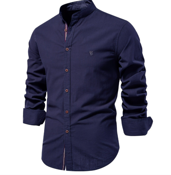 Tavionn - Chemise homme à manches longues avec col montant