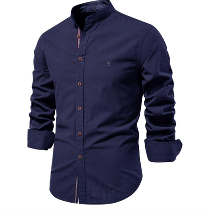 Tavionn - Chemise homme à manches longues avec col montant