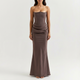 Valezza – Rochie maxi elegantă drapată fără bretele