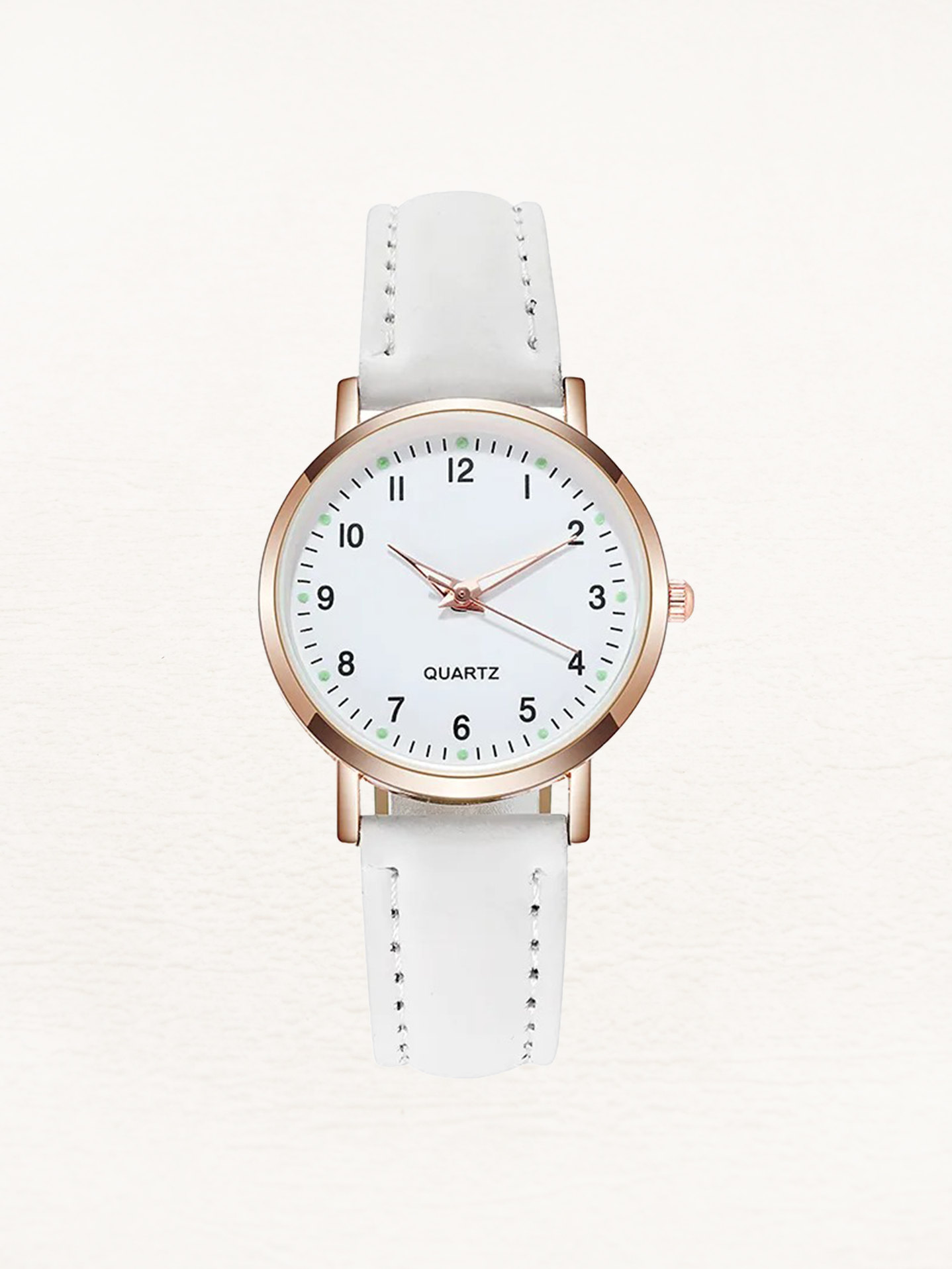 Women Leather Rose Gold Quartz Watch