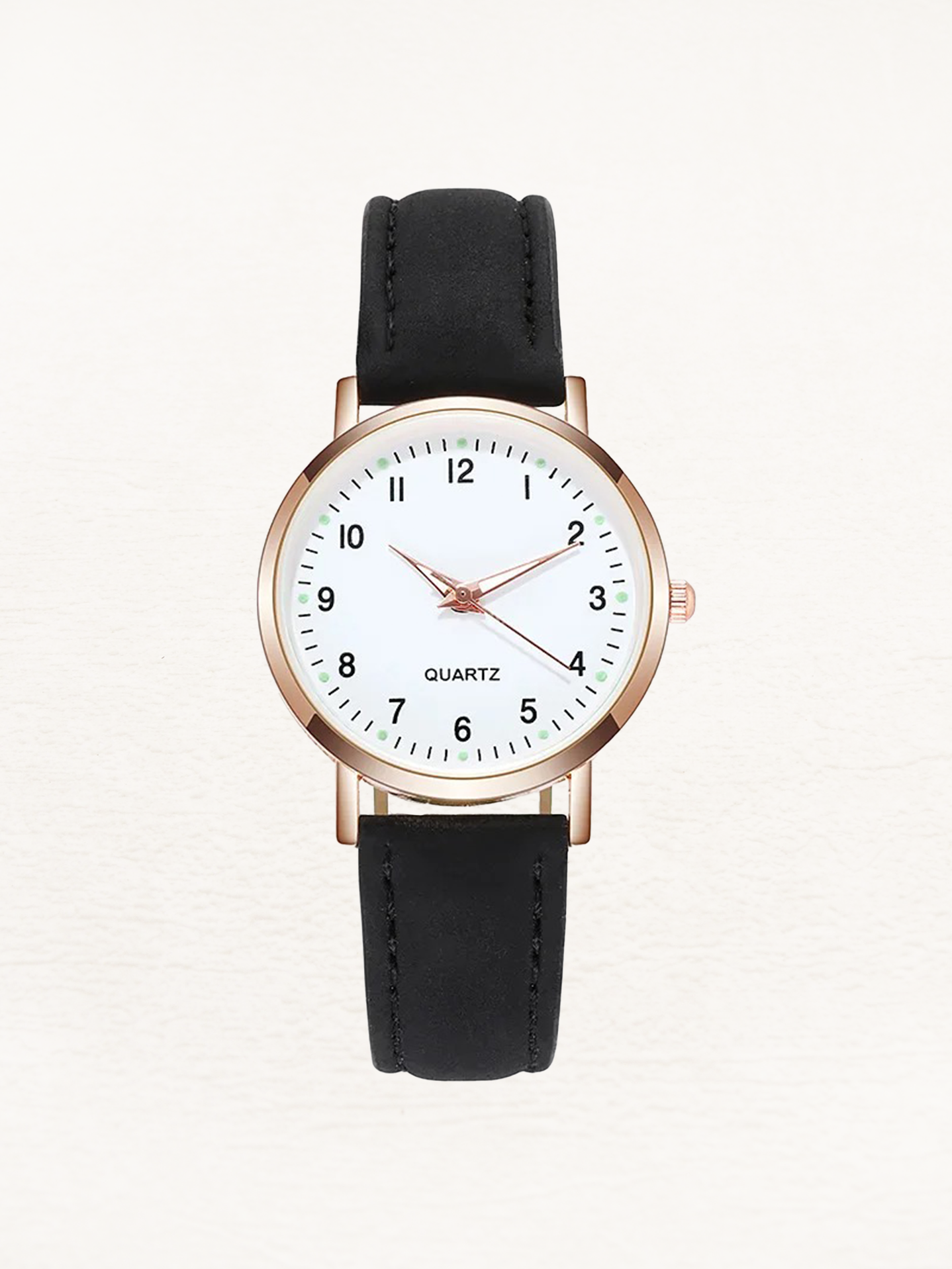 Women Leather Rose Gold Quartz Watch - Image 9