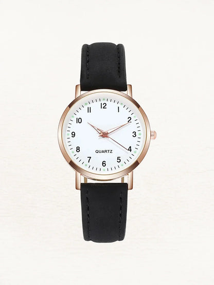 Women Leather Rose Gold Quartz Watch - Image 10