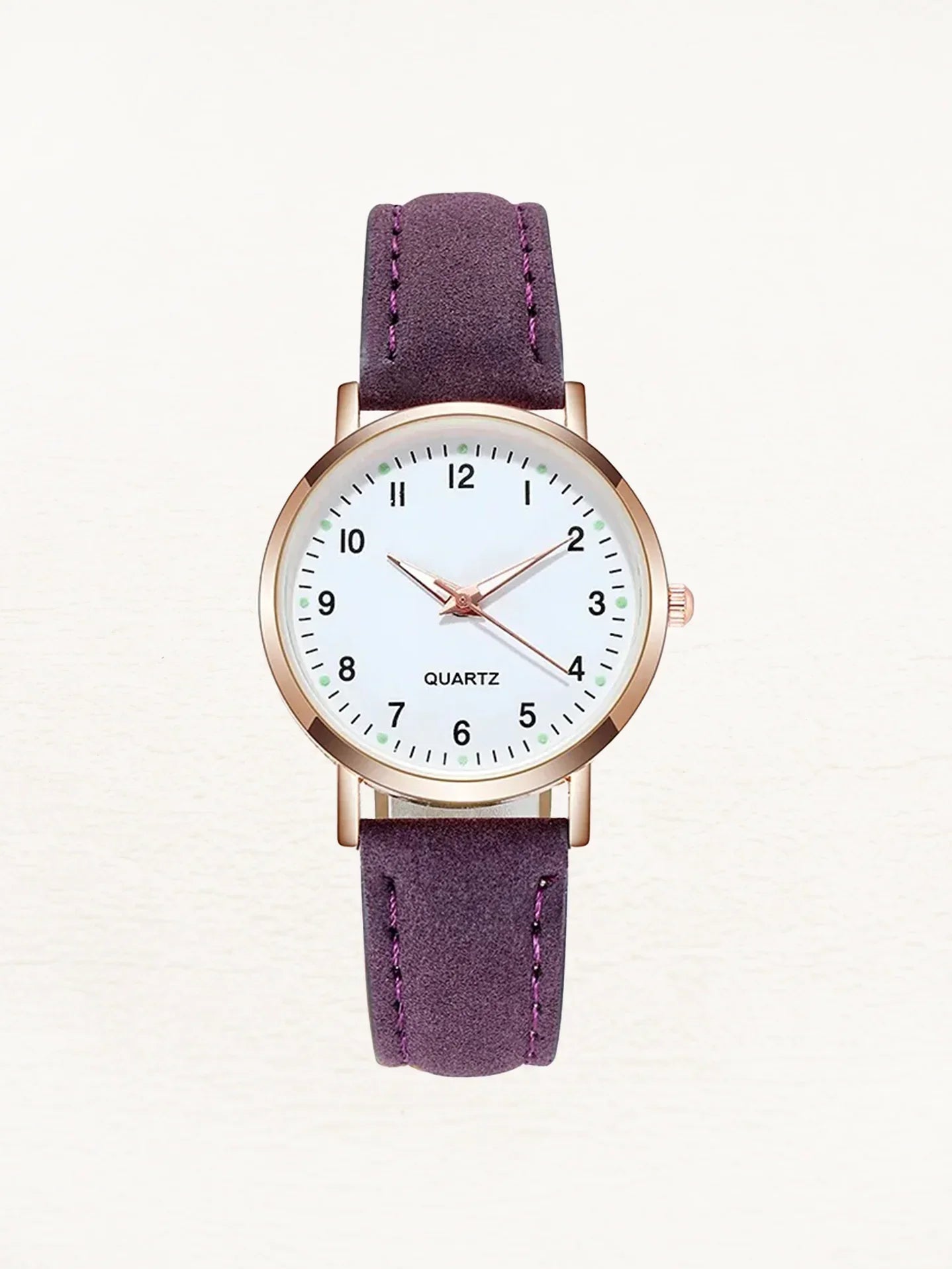 Women Leather Rose Gold Quartz Watch - Image 13
