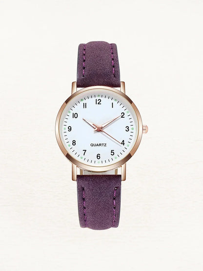 Women Leather Rose Gold Quartz Watch - Image 13