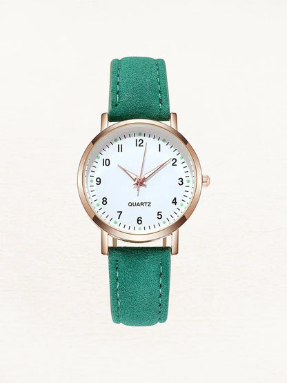 Women Leather Rose Gold Quartz Watch - Image 14
