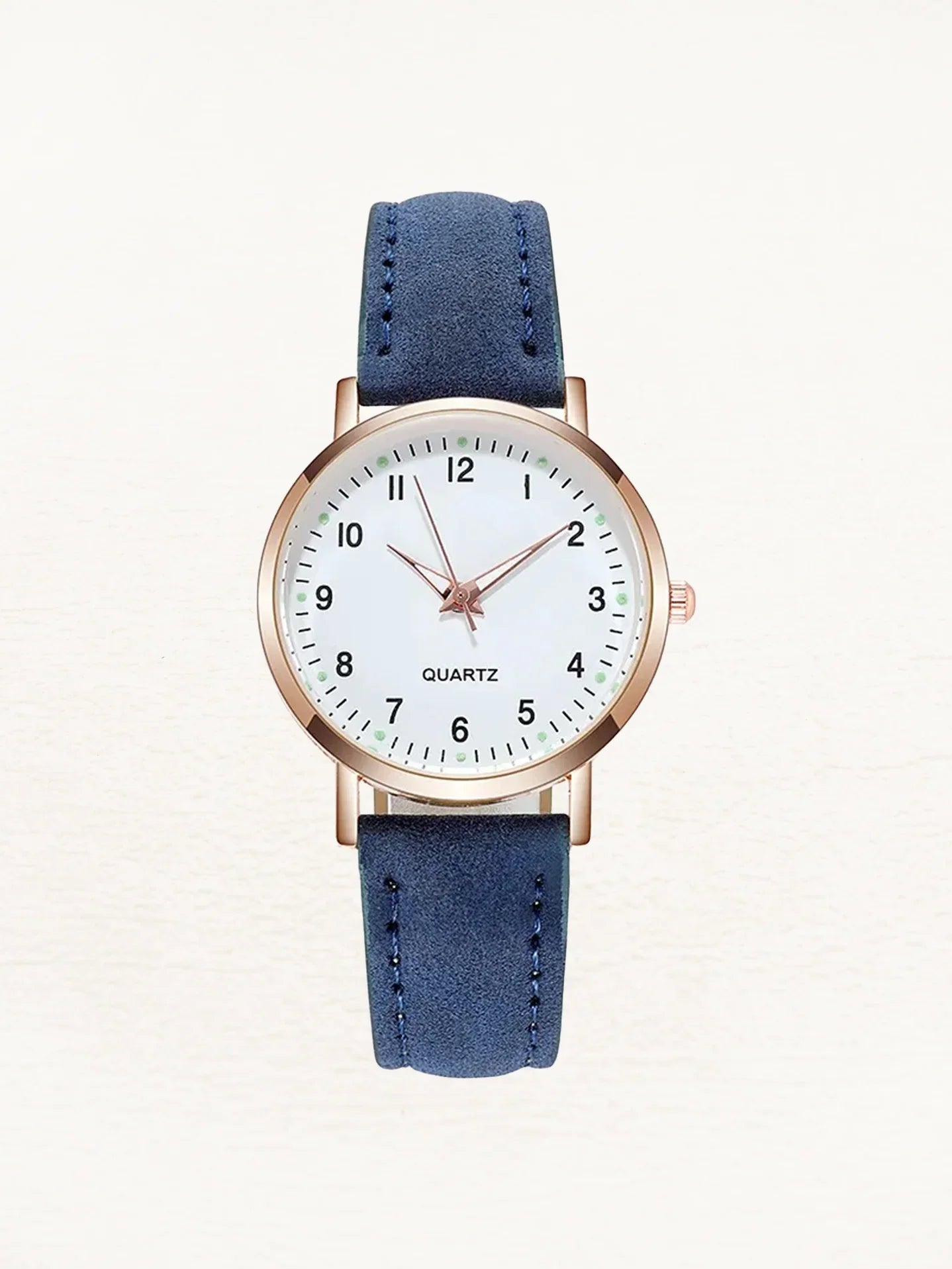 Women Leather Rose Gold Quartz Watch - Image 12