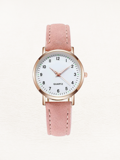 Women Leather Rose Gold Quartz Watch - Image 7