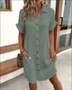 Women's Cotton Polo Shirt Dress with Pockets - Image 4