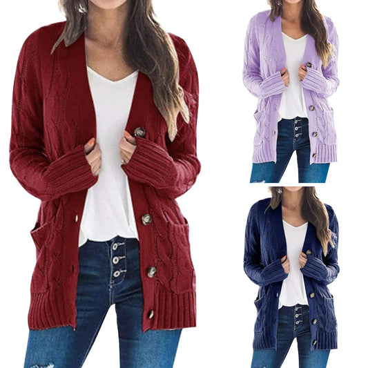 Helena – Women’s Long Knit Cardigan with Front Pockets