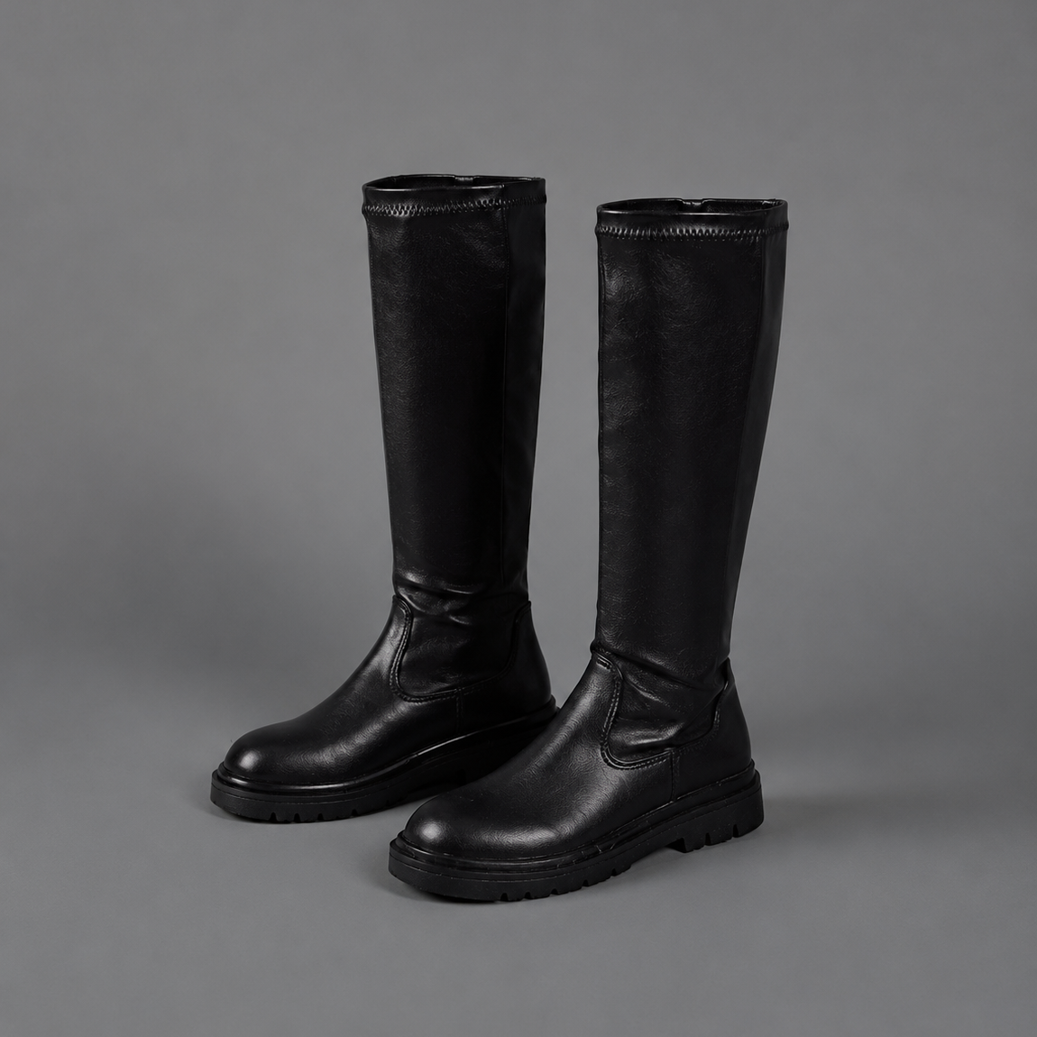 Women's Black Mid-Calf Pointed Toe Zip Up Heeled Boots