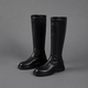 Women's Black Mid-Calf Pointed Toe Zip Up Heeled Boots