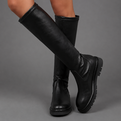 Women's Black Mid-Calf Pointed Toe Zip Up Heeled Boots - Image 4
