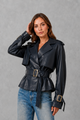 Women Cropped Double-Breasted Belted Cotton Trench Coat - Image 6