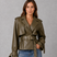 Women Cropped Double-Breasted Belted Cotton Trench Coat - Image 13