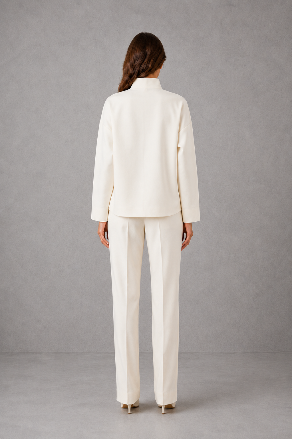 Women 2 Piece Tailored Co-Ord Set Cropped Jacket Straight Leg Trousers - Image 4