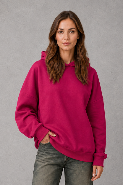 Women's Fleece Hoodie Relaxed Cotton Blend Hooded Sweatshirt