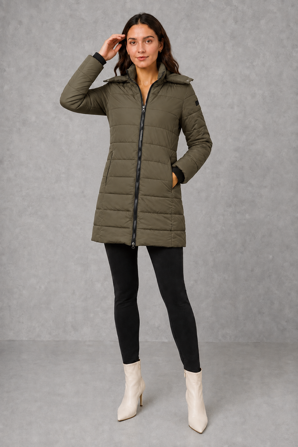 Women's Lightweight Quilted Insulated Hooded Puffer Coat - Image 8