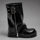 Women Leather Knee High Boots Chunky Sole Buckle Zip - Image 4