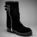 Women Leather Knee High Boots Chunky Sole Buckle Zip - Image 7