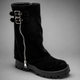 Women Leather Knee High Boots Chunky Sole Buckle Zip - Image 7