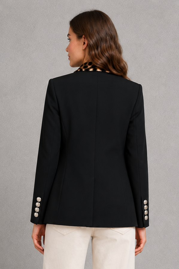 Women Leopard Print Midi Blazer - Image 3