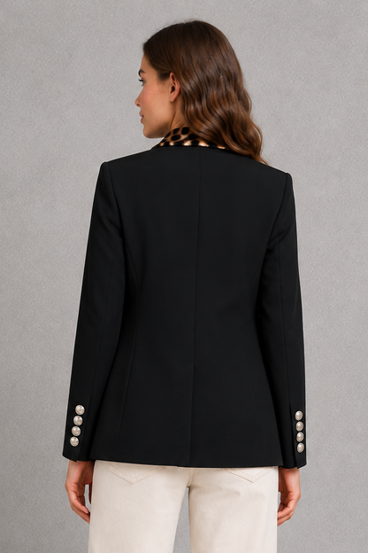 Women Leopard Print Midi Blazer - Image 3