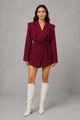 Women Pinstripe Belted Longline Blazer Tailored - Image 6